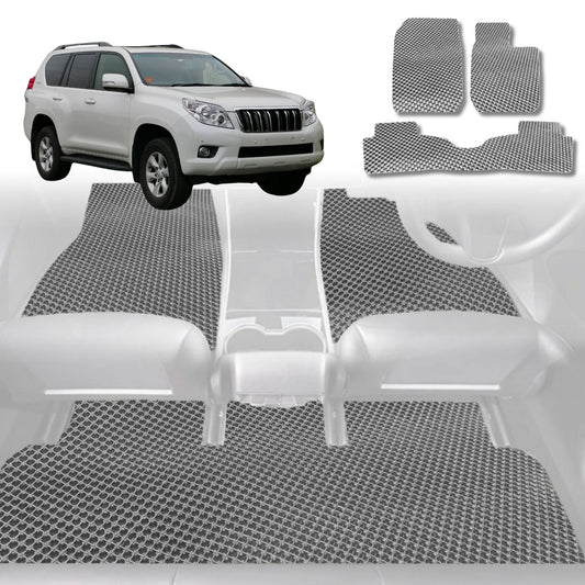 6D Diamond Car Floor Mats for Toyota Prado (J150)2009-2013-Full Set-Grey-Outback GT