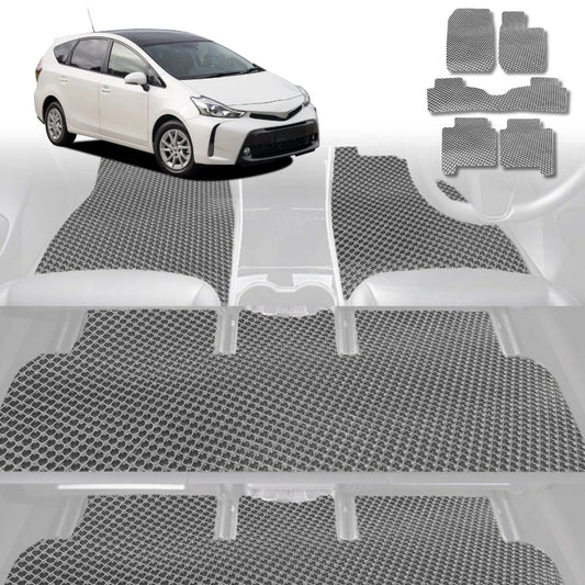 6D Diamond Car Floor Mats for Toyota Prius V 2012-2021-Ultimate Set-Grey-Outback GT