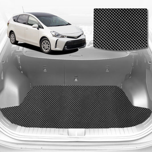6D Diamond Car Boot Mat for Toyota Prius V ZW402012-2021-(3rd Row folded/5 seater)-Cargo Mat-Black-Outback GT