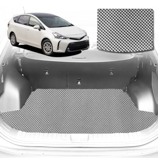 6D Diamond Car Boot Mat for Toyota Prius V ZW402012-2021-(3rd Row seats up/7 seater)-Cargo Mat-Grey-Outback GT