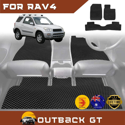 6D Diamond Car Floor Mats for Toyota RAV4 2-Door (XA20)2000-2005 Full Set | Heavy Duty Carpet Liner
