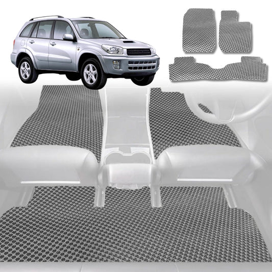 6D Diamond Car Floor Mats for Toyota RAV4 2-Door (XA20)2000-2005-Full Set-Grey-Outback GT