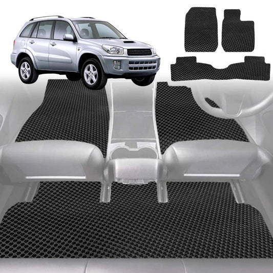 6D Diamond Car Floor Mats for Toyota RAV4 2-Door (XA20)2000-2005-Full Set-Black-Outback GT