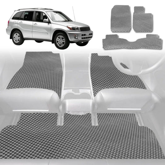 6D Diamond Car Floor Mats for Toyota RAV4 2000-2005-Full Set-Grey-Outback GT