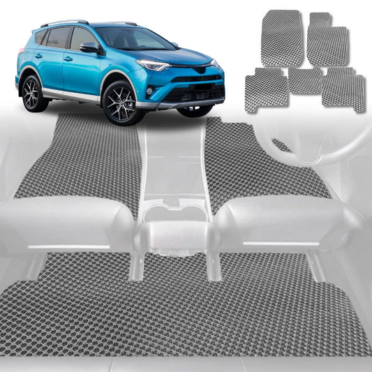 6D Diamond Car Floor Mats for Toyota RAV4 2012-2019-Full Set-Grey-Outback GT