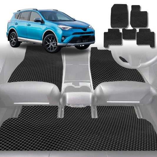 6D Diamond Car Floor Mats for Toyota RAV4 2012-2019-Full Set-Black-Outback GT