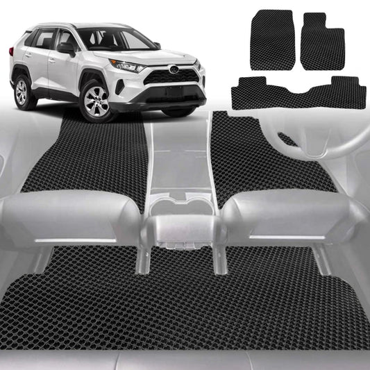6D Diamond Car Floor Mats for Toyota RAV4 2019-Current-Full Set-Black-Outback GT