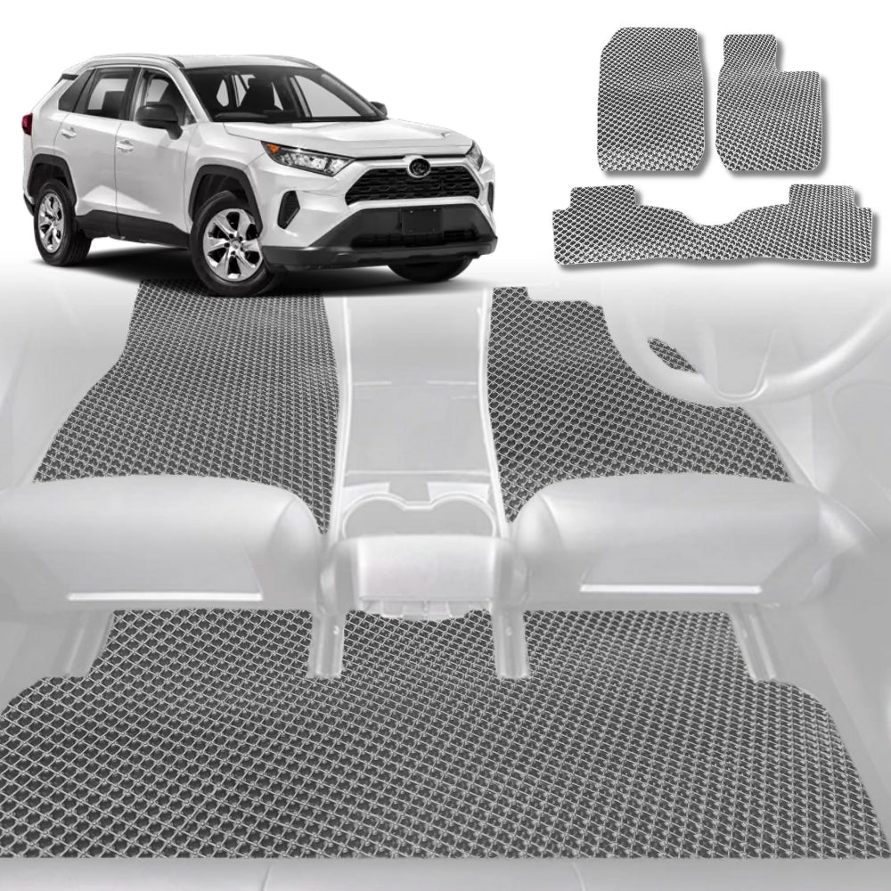 6D Diamond Car Floor Mats for Toyota RAV4 2019-Current-Full Set-Grey-Outback GT
