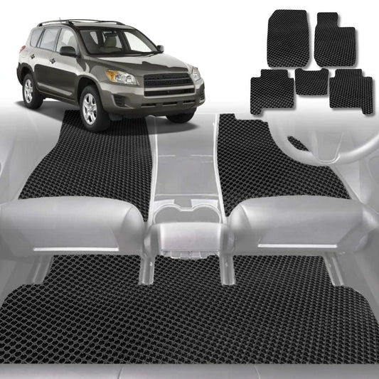 6D Diamond Car Floor Mats for Toyota RAV4 2006-2012-Full Set-Black-Outback GT