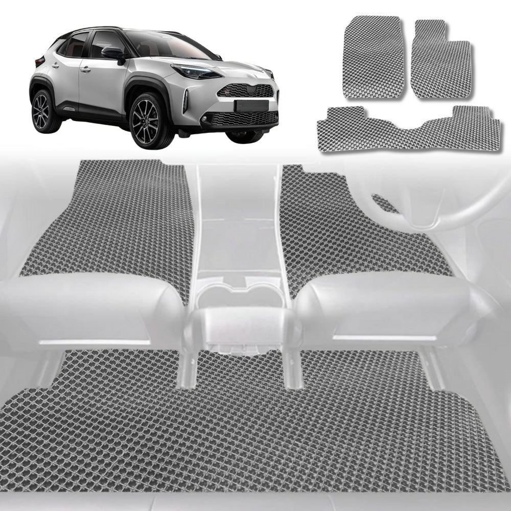 6D Diamond Car Floor Mats for Toyota Yaris Cross 2020-Current-Full Set-Grey-Outback GT