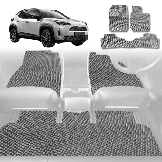 6D Diamond Car Floor Mats for Toyota Yaris Cross 2020-Current-Full Set-Grey-Outback GT