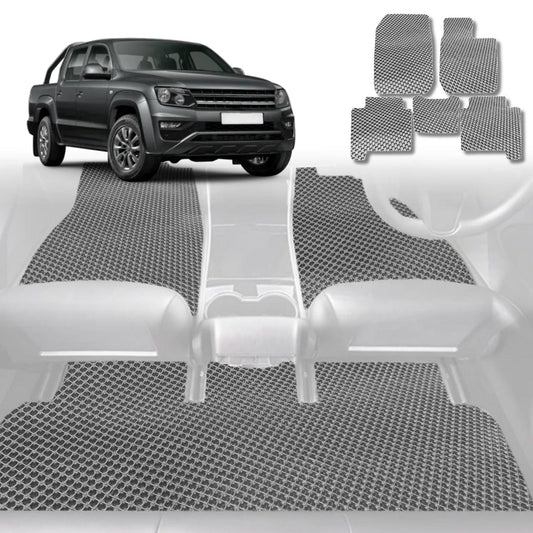 6D Diamond Car Floor Mats for VolksWagen Amarok Dual Cab 2010-2022-Full Set-Grey-Outback GT