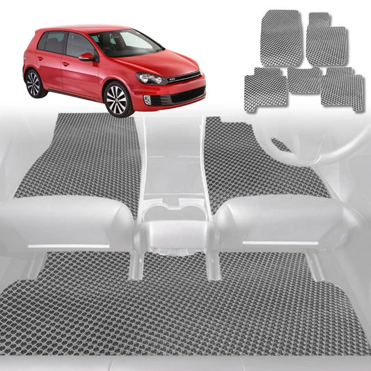 6D Diamond Car Floor Mats for VolksWagen Golf 2009-2013-Full Set-Grey-Outback GT