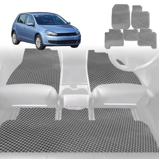 6D Diamond Car Floor Mats for VolksWagen Golf Hatch/Wagon (MK6)2009-2013-Full Set-Grey-Outback GT