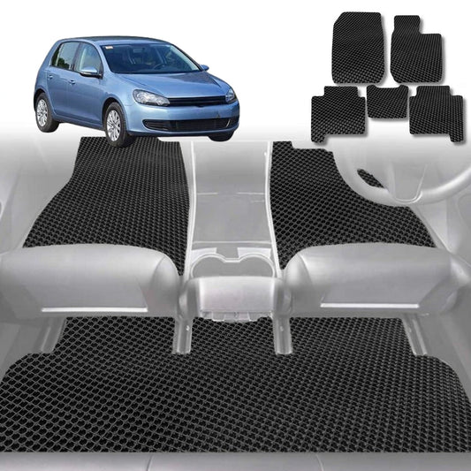 6D Diamond Car Floor Mats for VolksWagen Golf Hatch/Wagon (MK6)2009-2013-Full Set-Black-Outback GT