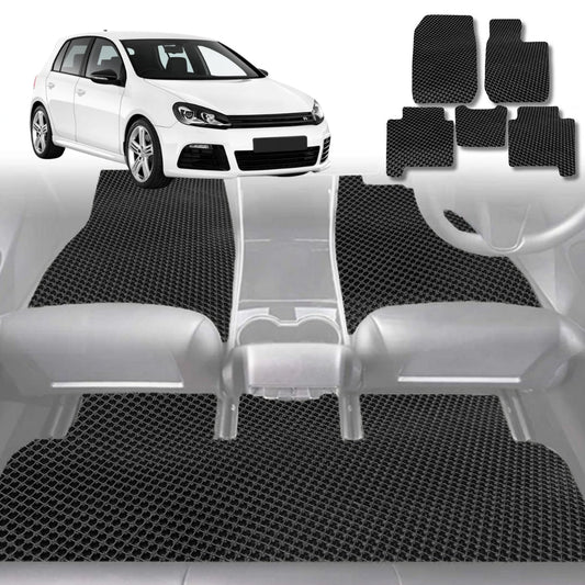 6D Diamond Car Floor Mats for VolksWagen Golf 2013-2021-Full Set-Black-Outback GT
