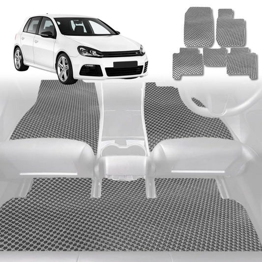 6D Diamond Car Floor Mats for VolksWagen Golf 2013-2021-Full Set-Grey-Outback GT