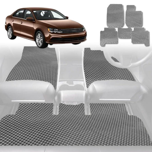 6D Diamond Car Floor Mats for VolksWagen Jetta 2011-2017-Full Set-Grey-Outback GT
