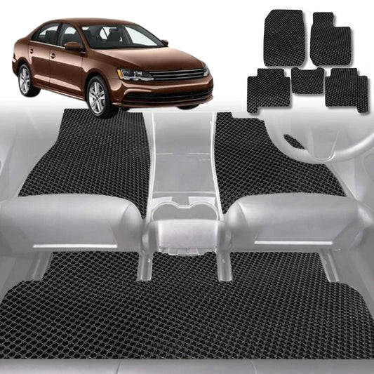 6D Diamond Car Floor Mats for VolksWagen Jetta 2011-2017-Full Set-Black-Outback GT