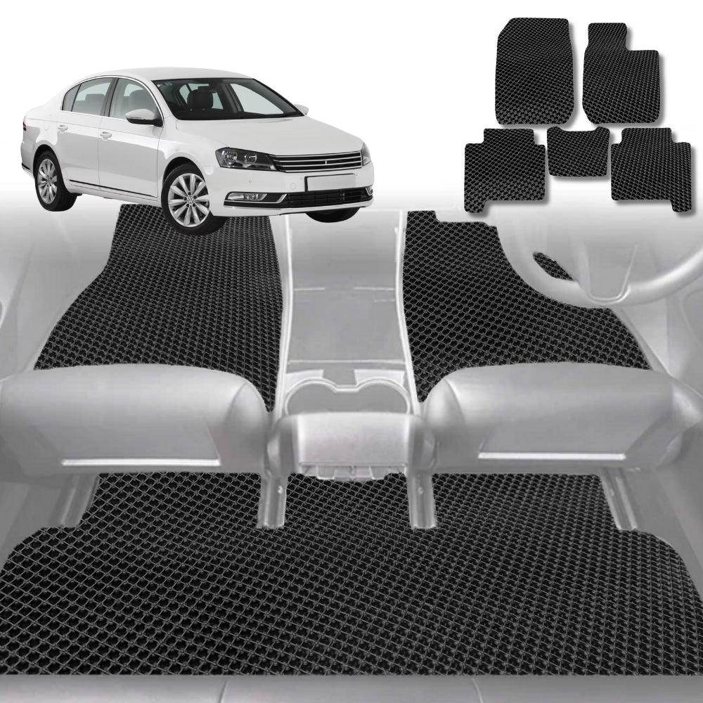 6D Diamond Car Floor Mats for VolksWagen Passat 2015-Current-Full Set-Black-Outback GT