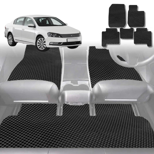 6D Diamond Car Floor Mats for VolksWagen Passat 2015-Current-Full Set-Black-Outback GT