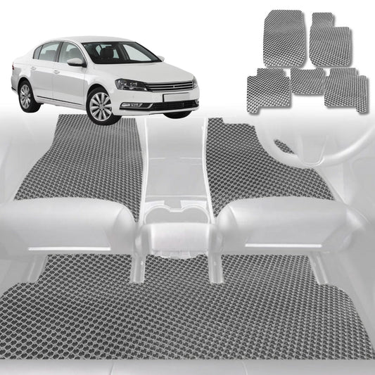 6D Diamond Car Floor Mats for VolksWagen Passat 2015-Current-Full Set-Grey-Outback GT