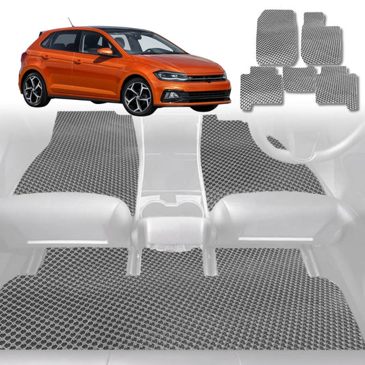 6D Diamond Car Floor Mats for VolksWagen Polo (MK6)2018-Current-Full Set-Grey-Outback GT