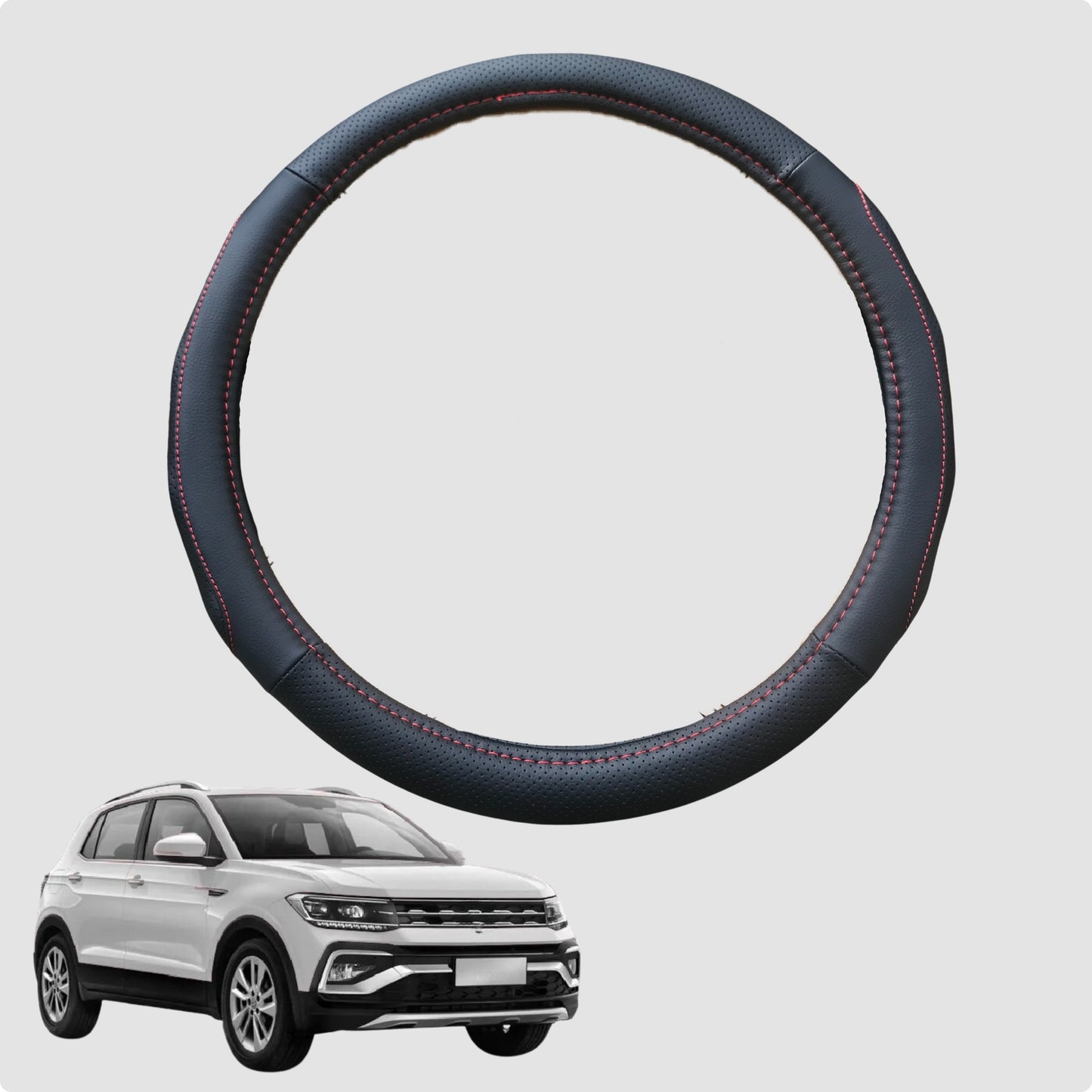 Steering Wheel Cover for VolksWagen T-Cross 2020-Current 38CM Leather | Circle