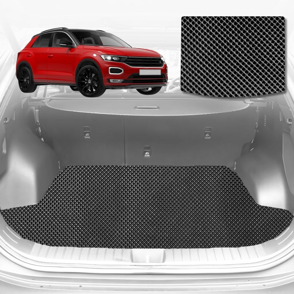 6D Diamond Car Boot Mat for VolksWagen T-Roc 2017-Current-Cargo Mat-Black-Outback GT