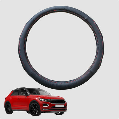 Steering Wheel Cover for VolksWagen T-Roc 2017-Current 38CM Leather | Circle
