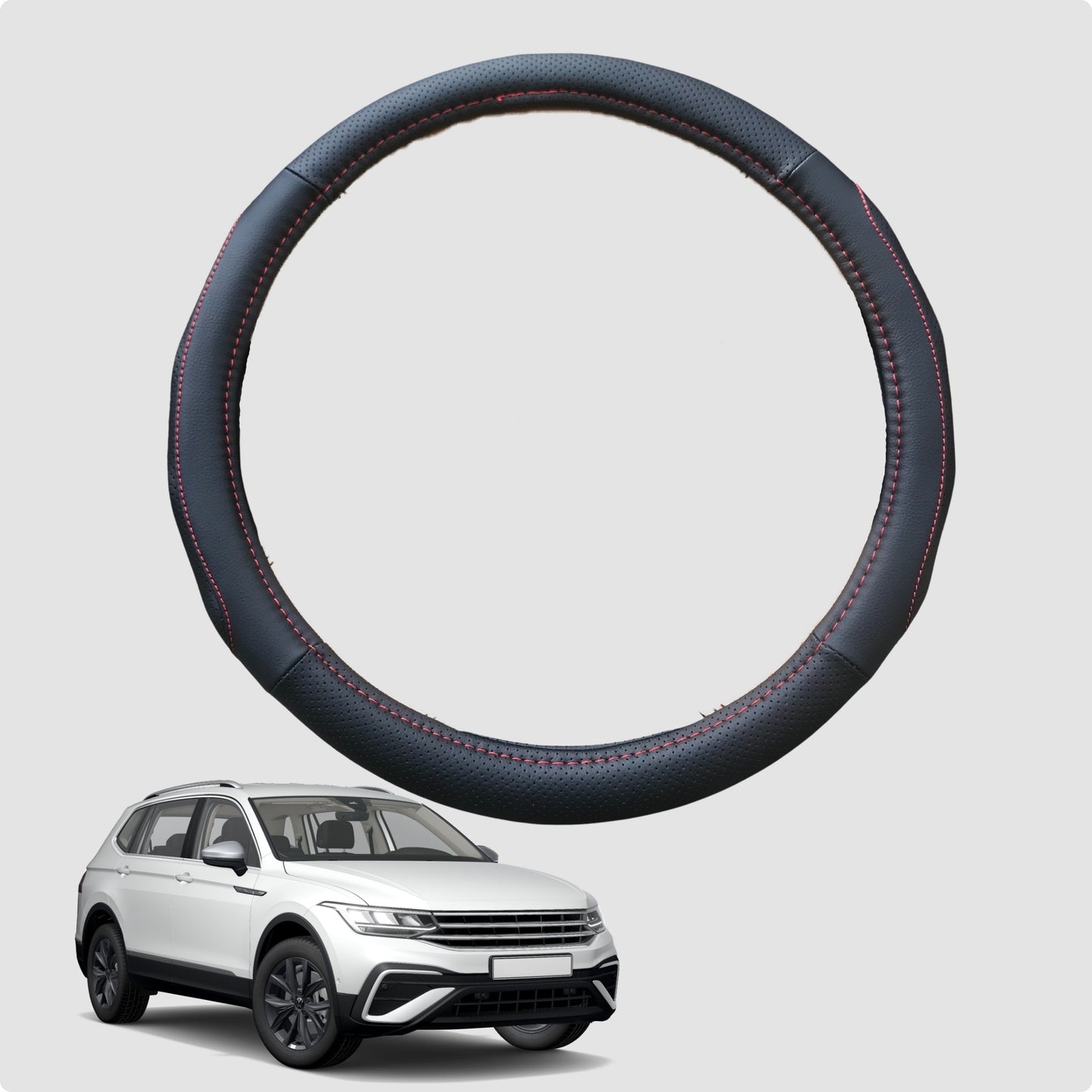 Steering Wheel Cover for VolksWagen Tiguan 2016-2023 38CM Leather | D-Shape
