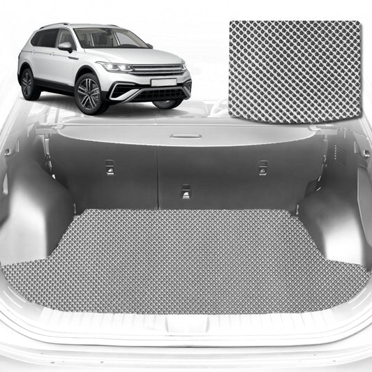 6D Diamond Car Boot Mat for VolksWagen Tiguan Allspace 2016-2023-Cargo Mat-Grey-Outback GT