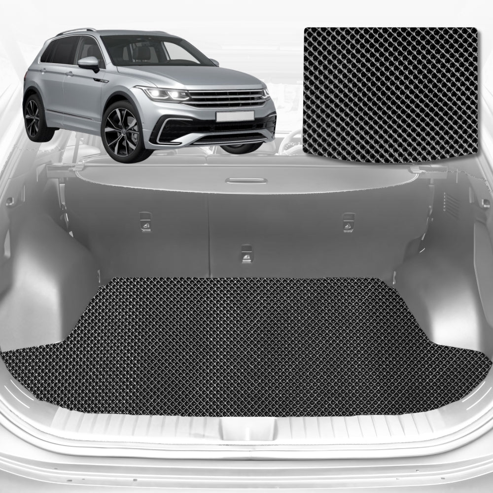 6D Diamond Car Boot Mat for VolksWagen Tiguan (Life, Elegance, R, R-Line)2016-2023-Cargo Mat-Black-Outback GT