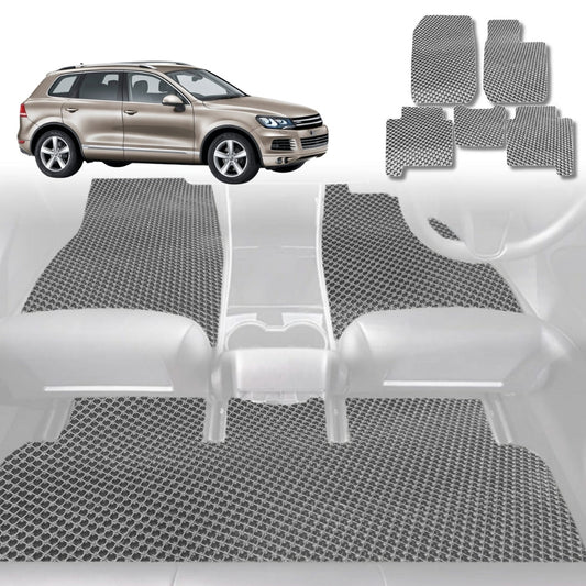 6D Diamond Car Floor Mats for VolksWagen Touareg 2011-2017-Full Set-Grey-Outback GT