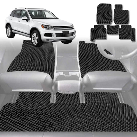 6D Diamond Car Floor Mats for VolksWagen Touareg 2011-2017-Full Set-Black-Outback GT