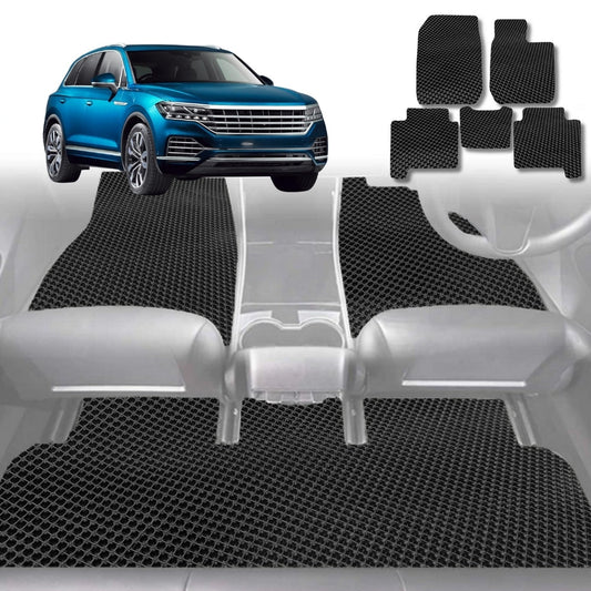 6D Diamond Car Floor Mats for VolksWagen Touareg 7P, CR2018-Current-Full Set-Black-Outback GT