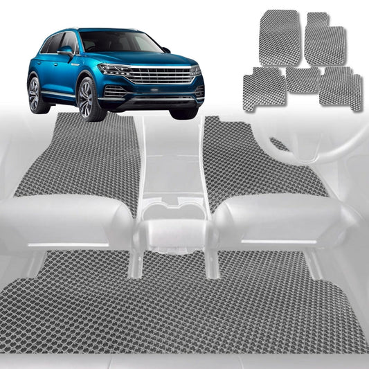 6D Diamond Car Floor Mats for VolksWagen Touareg 7P, CR2018-Current-Full Set-Grey-Outback GT