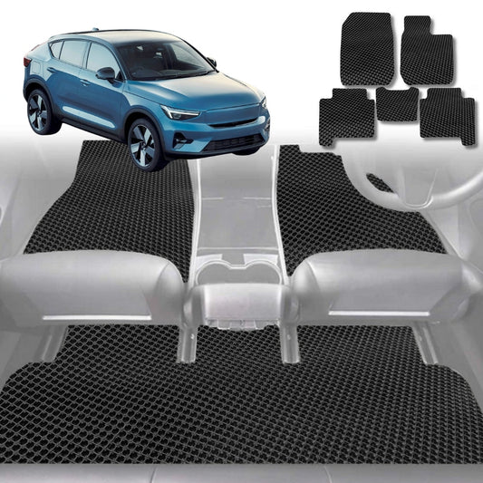 6D Diamond Car Floor Mats for Volvo C40 2021-Current-Full Set-Black-Outback GT
