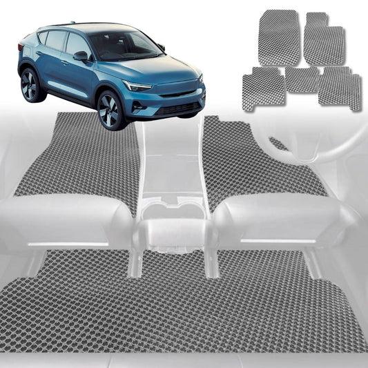 6D Diamond Car Floor Mats for Volvo C40 2021-Current-Full Set-Grey-Outback GT