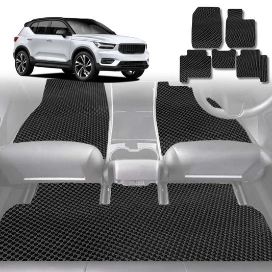 6D Diamond Car Floor Mats for Volvo XC40 2018-Current-Full Set-Black-Outback GT