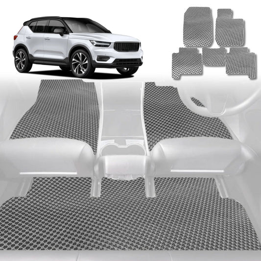 6D Diamond Car Floor Mats for Volvo XC40 2018-Current-Full Set-Grey-Outback GT