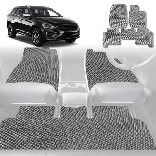 6D Diamond Car Floor Mats for Volvo XC60 2017-Current-Full Set-Grey-Outback GT