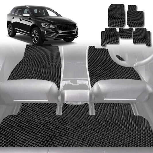 6D Diamond Car Floor Mats for Volvo XC60 2017-Current-Full Set-Black-Outback GT