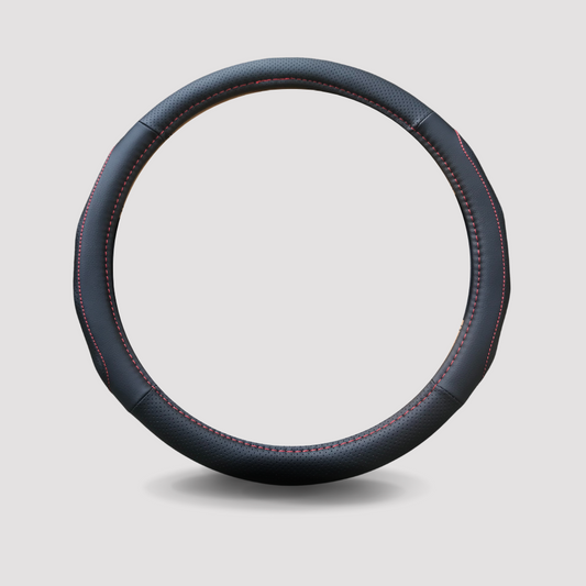 Leather Steering Wheel Cover 38CM Circle Black